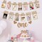 1st Birthday Baby Photo Banner for Newborn to 12 Months And Alphabet ONE Bunting, Alphabet ONE Cake Topper for Baby Show First Birthday Party Decoration